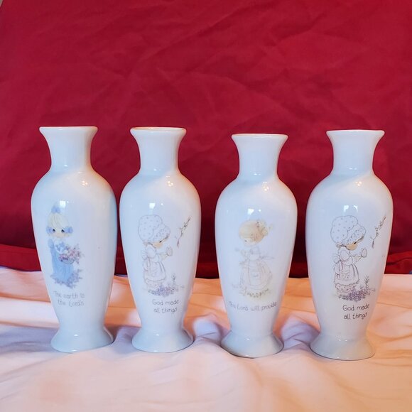 Vintage 1985 Precious Moments White Bud Vase BUNDLE - Picture 1 of 6